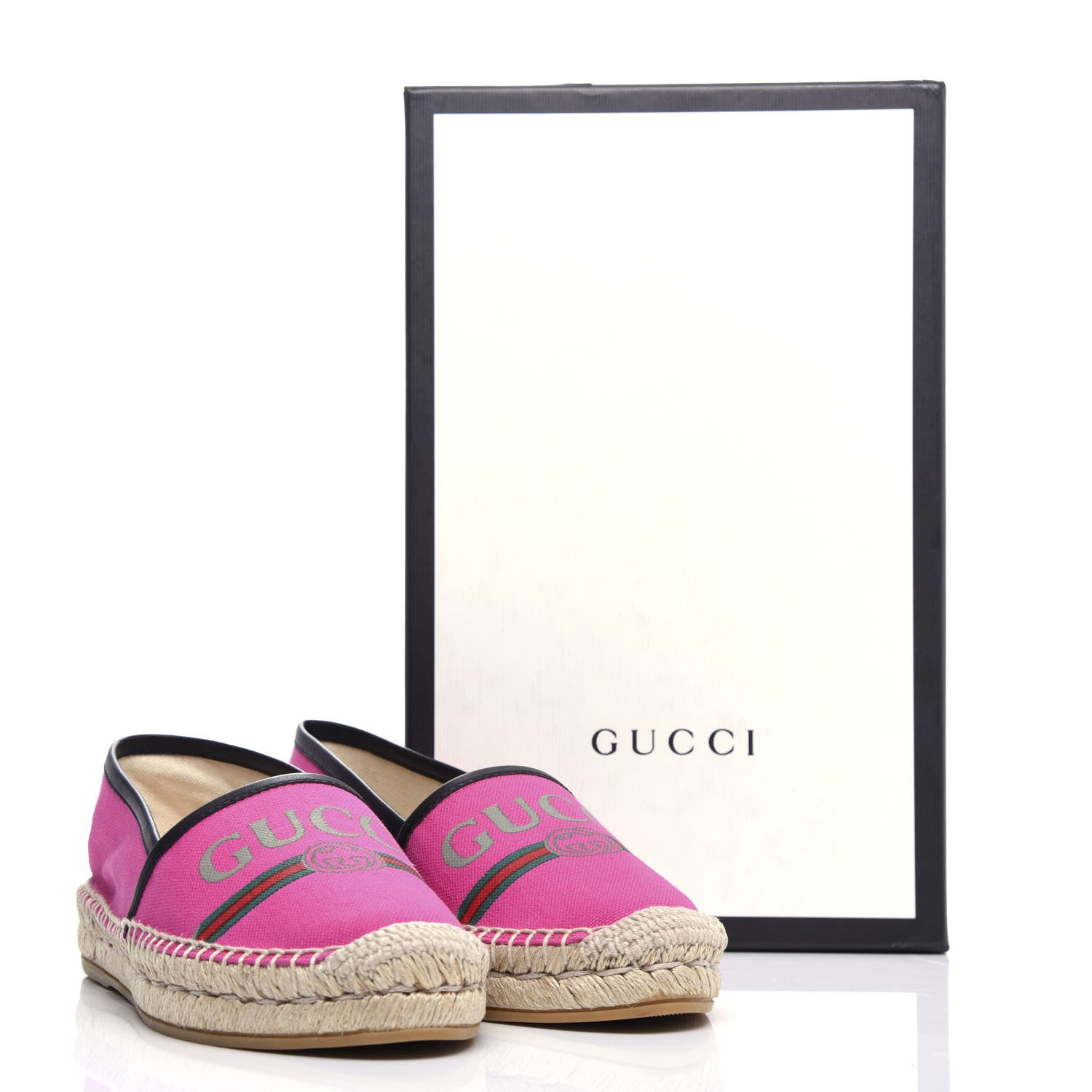 Gucci Canvas Logo Espadrilles 36.5 Cyclamen Rose Black 10 of 10