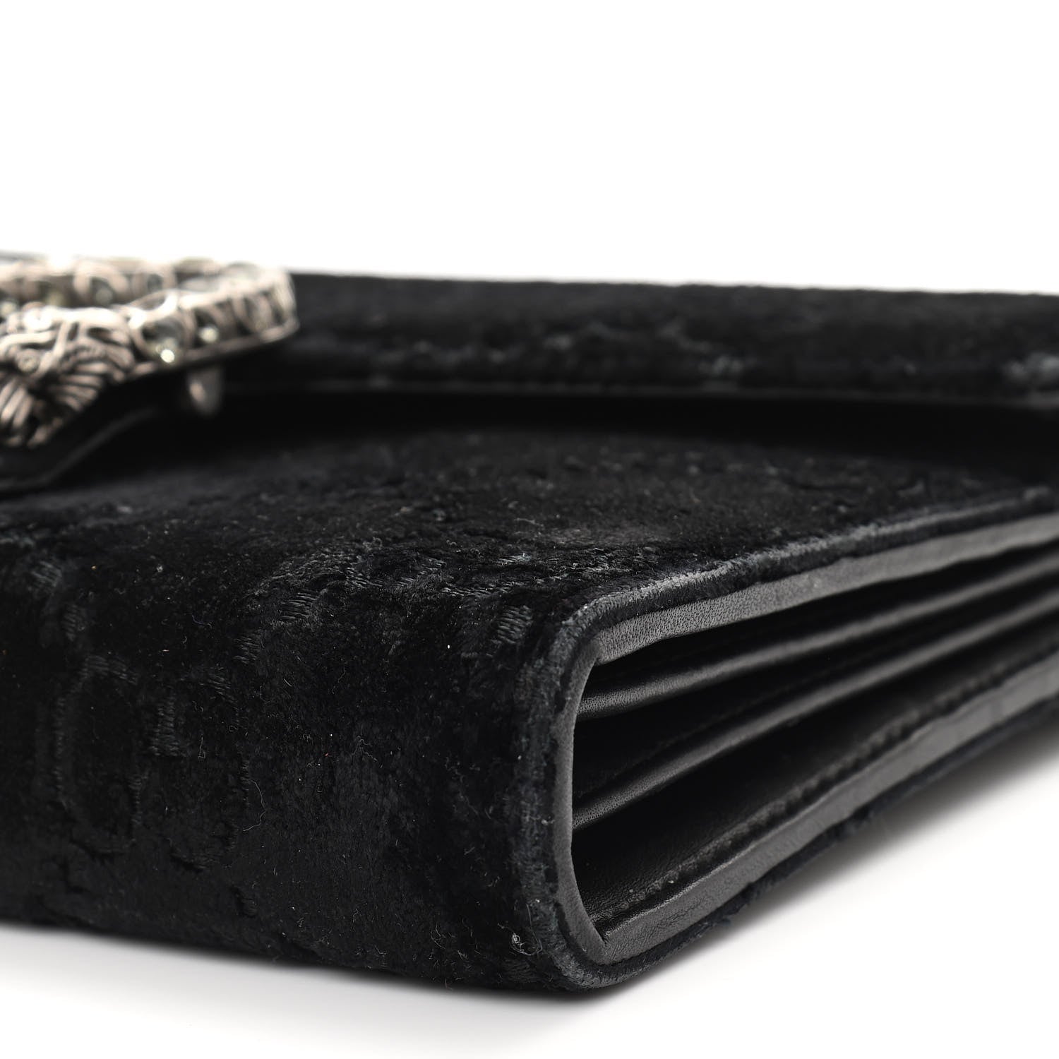 Gucci Velvet GG Monogram Mini Dionysus Chain Wallet Black 9 of 15