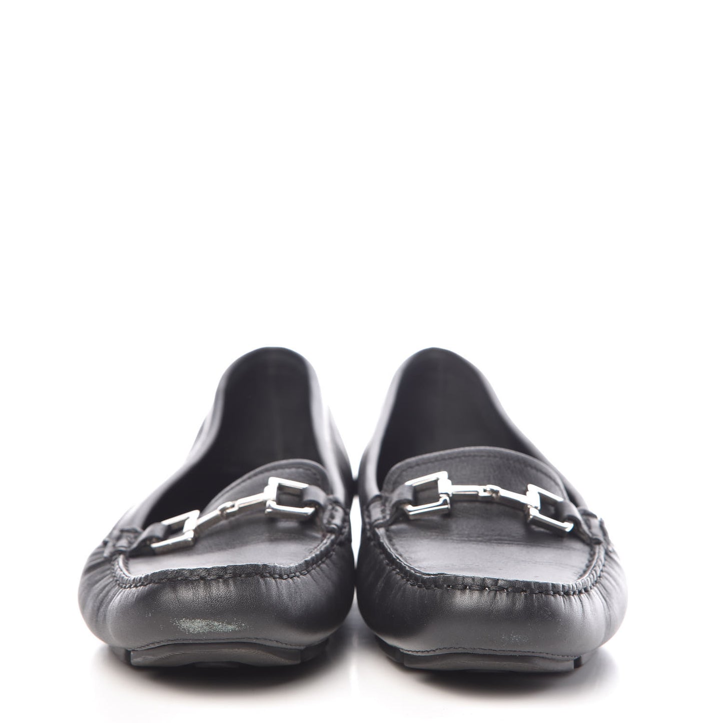 Calfskin Womens Driver Loafers 38 Black