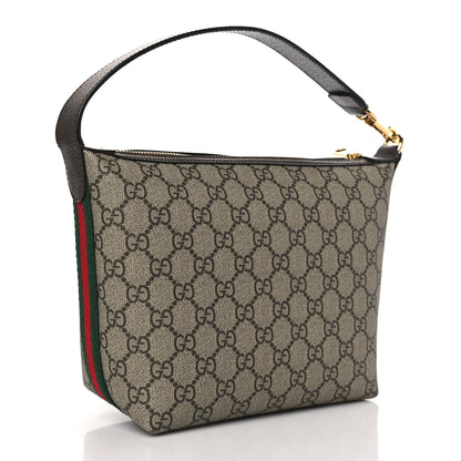 Gucci GG Supreme Monogram Textured Calfskin Web Super Mini Ophidia Shoulder Bag Beige Ebony New Acero 3 of 8