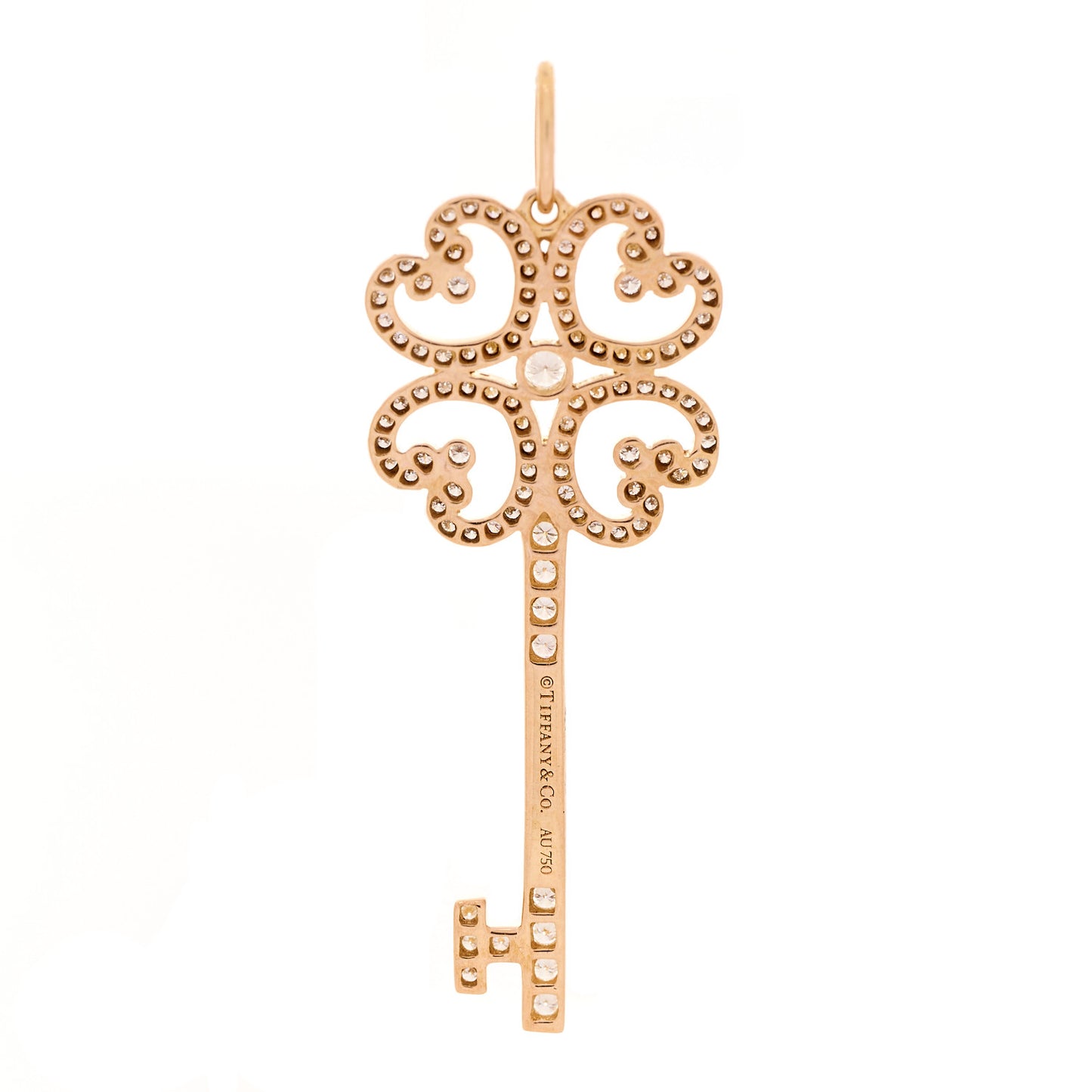 18K Rose Gold Diamond Quatra Heart Key Pendant