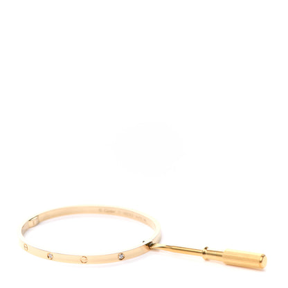 Cartier 18K Yellow Gold 6 Diamond Small LOVE Bracelet 17 5 of 6