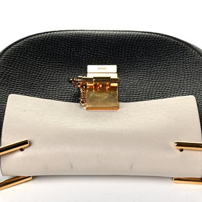 Chloe Grained Calfskin Lambskin Mini Bi-Color Drew Shoulder Bag Black Powder Beige 8 of 8