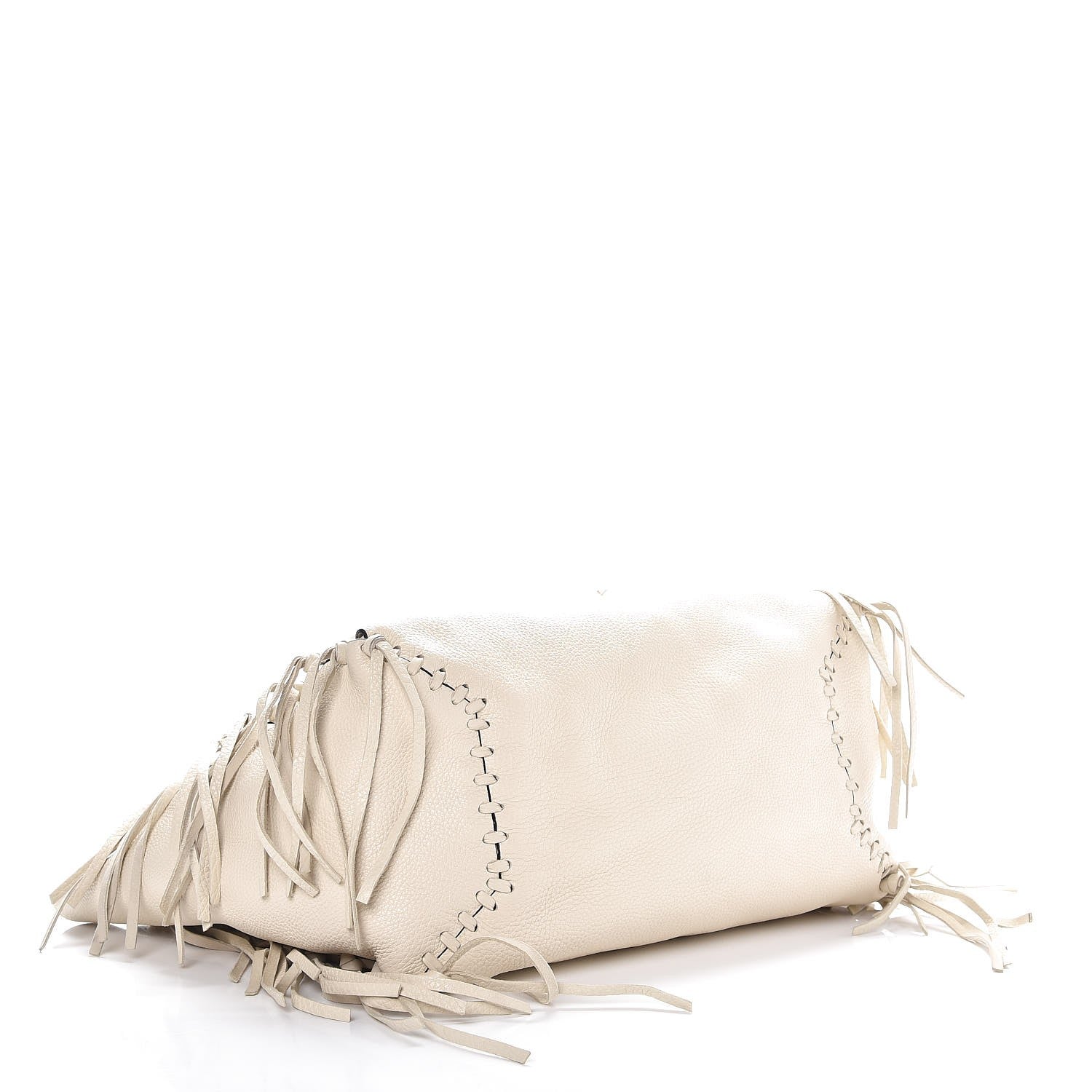 Valentino Garavani Grained Calfskin C-Rockee Fringe Tote Ivory 4 of 7