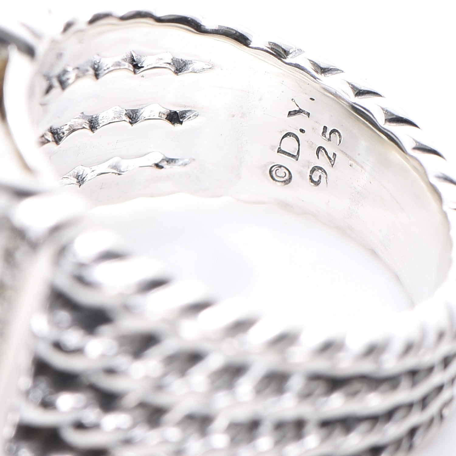 David Yurman Sterling Silver Diamond Prasiolite 16mm Wheaton Ring 54 7 4 of 4