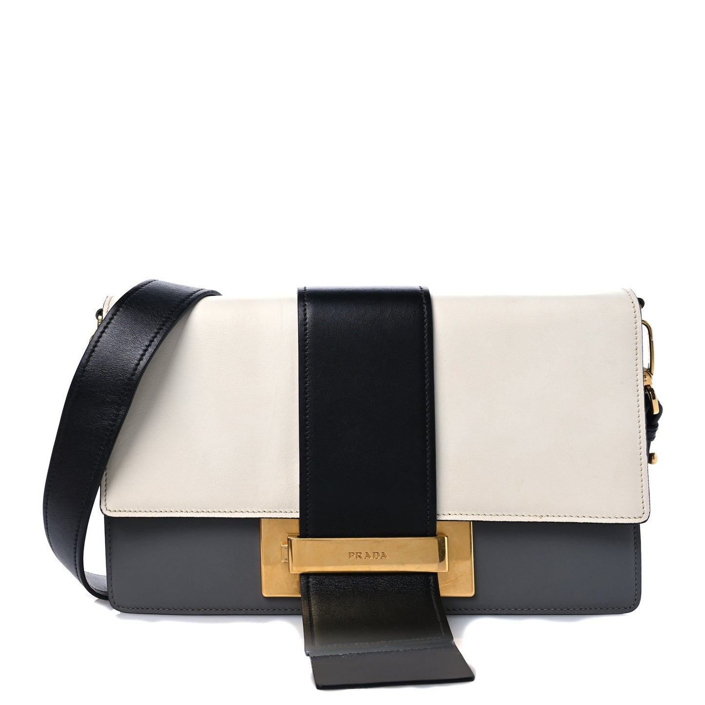 City Calf Ribbon Bag Black Marmo Bianco
