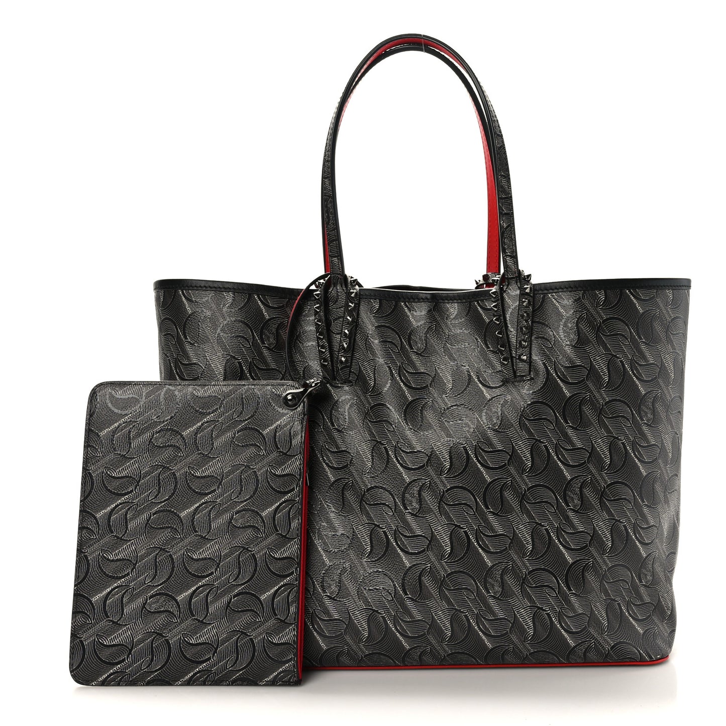 Toile Monogram Calfskin Printed Spikes East West Cabata Tote Black