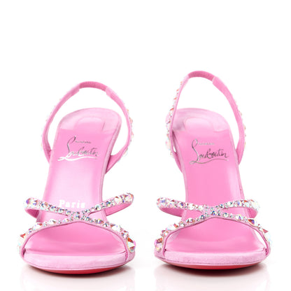 Christian Louboutin Veau Velours Crystal Embellished Emilie 10 Sandals 37.5 Pink 2 of 7