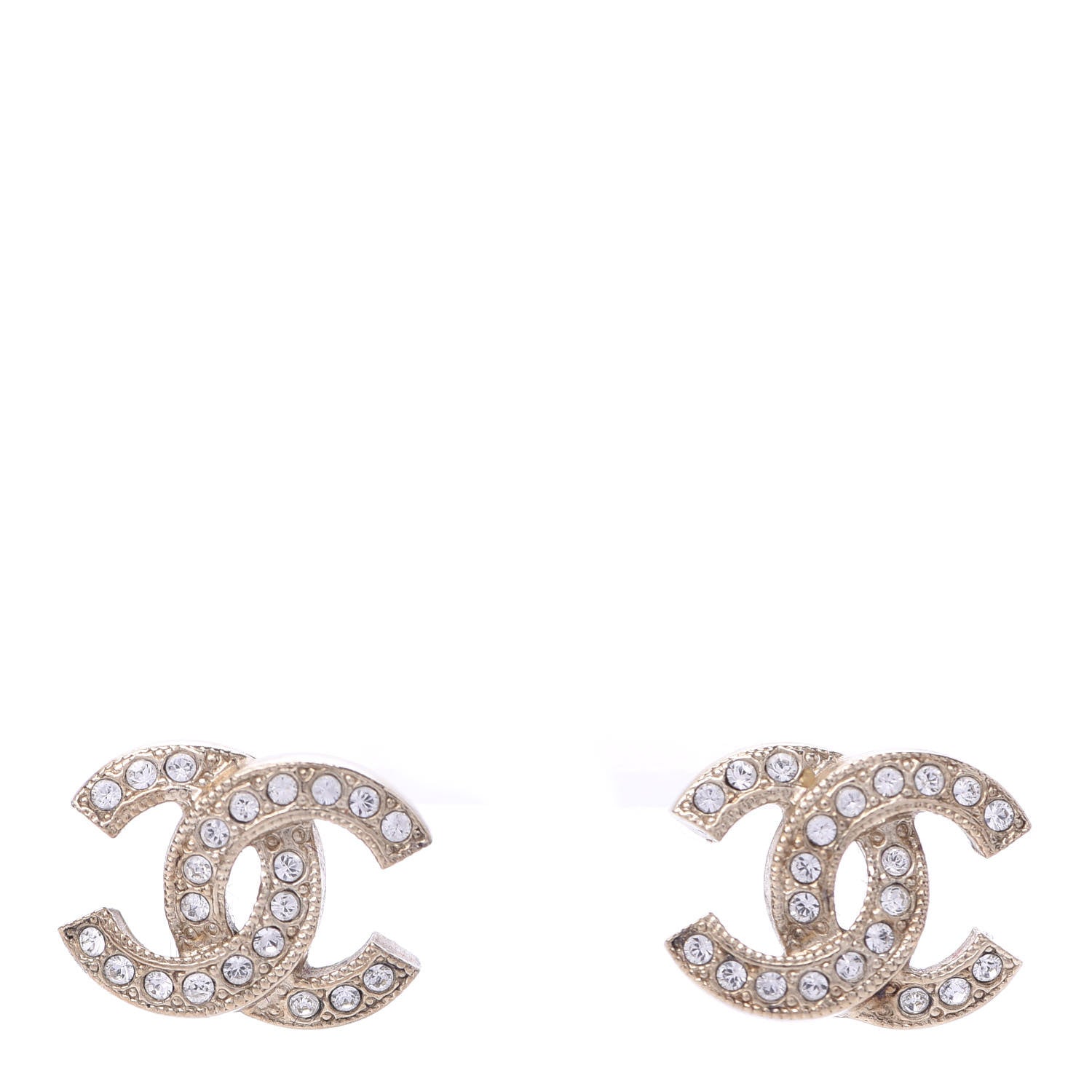 Chanel Crystal Mini Timeless CC Earrings Gold 1 of 4