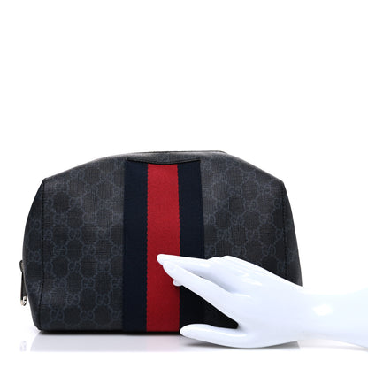 Gucci GG Supreme Monogram Web Toiletry Case Black Grey 2 of 9