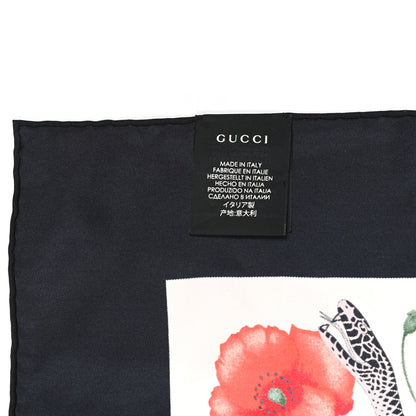 Gucci Silk Twill Flora Snake Square Scarf Ivory Black 3 of 4