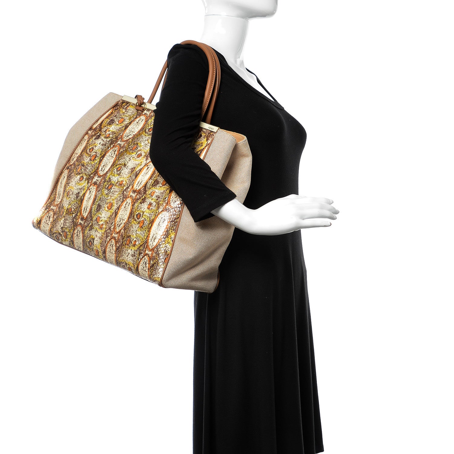 Fendi Snakeskin Large 2Jours Tote Natural Multicolor 2 of 10