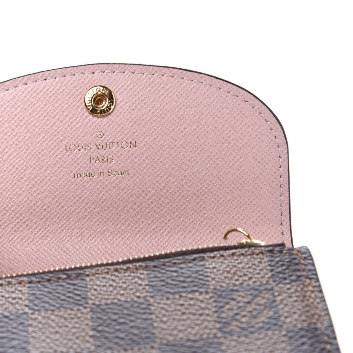 Damier Ebene Rosalie Coin Purse Rose Ballerine