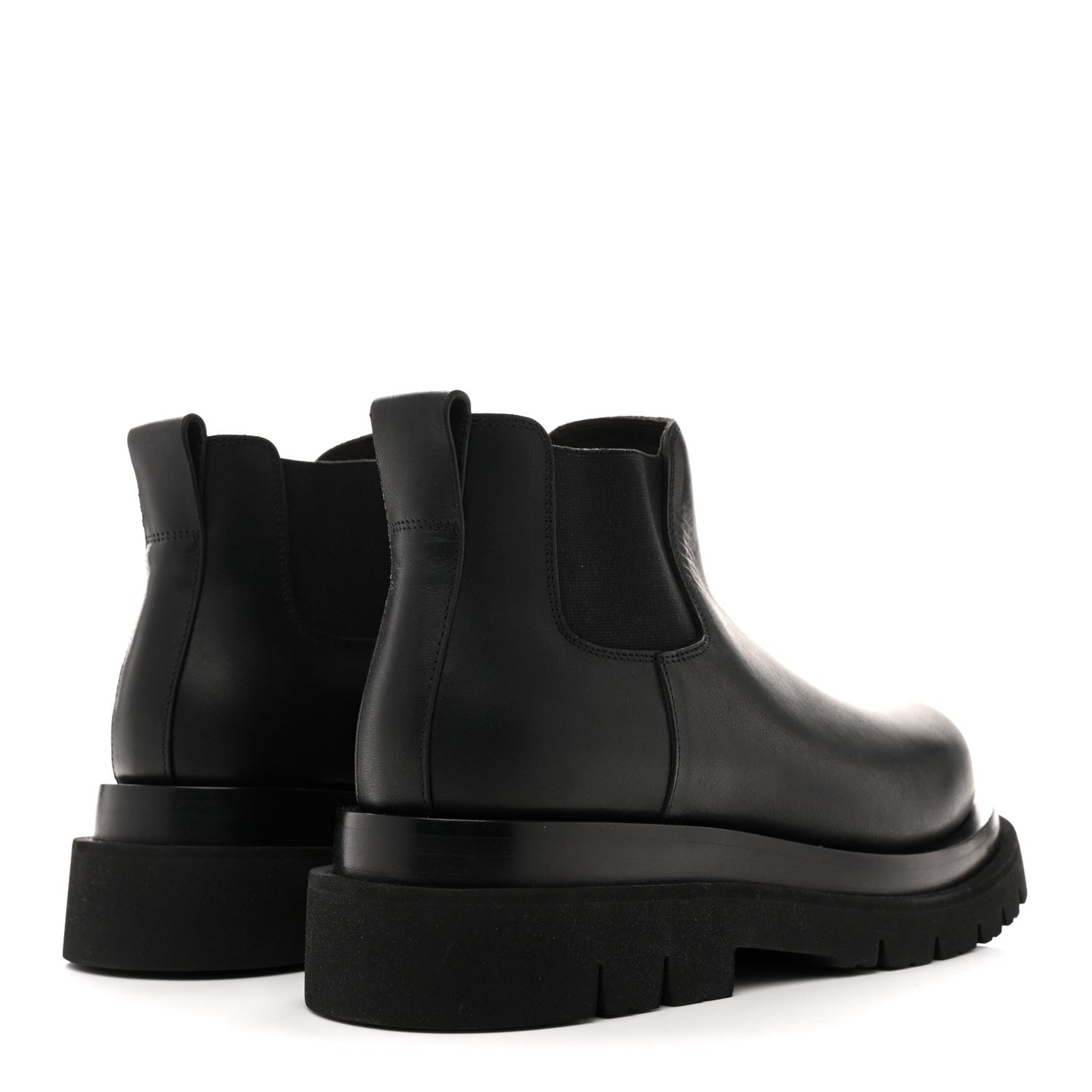 Military Calfskin Lug Chelsea Ankle Boots 41 Black