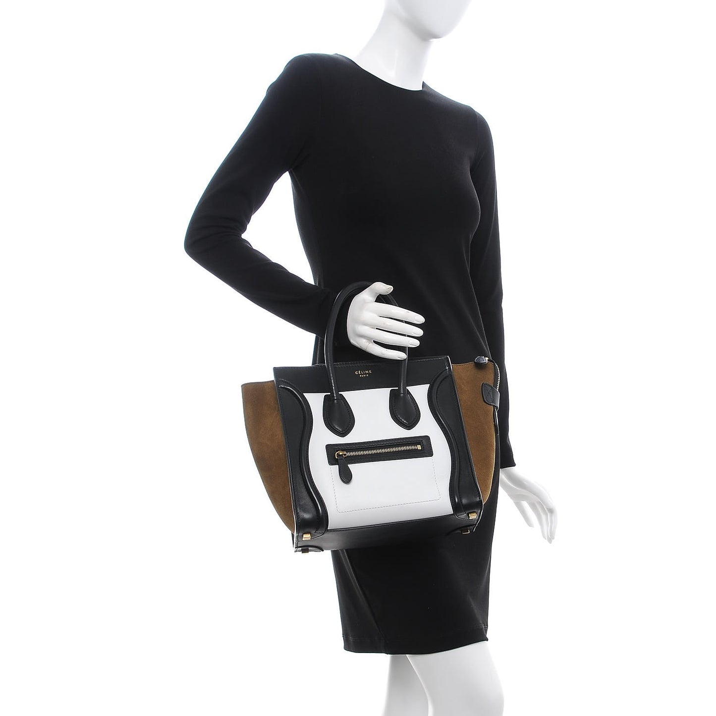 Smooth Calfskin Nubuck Micro Tri-Color Luggage White