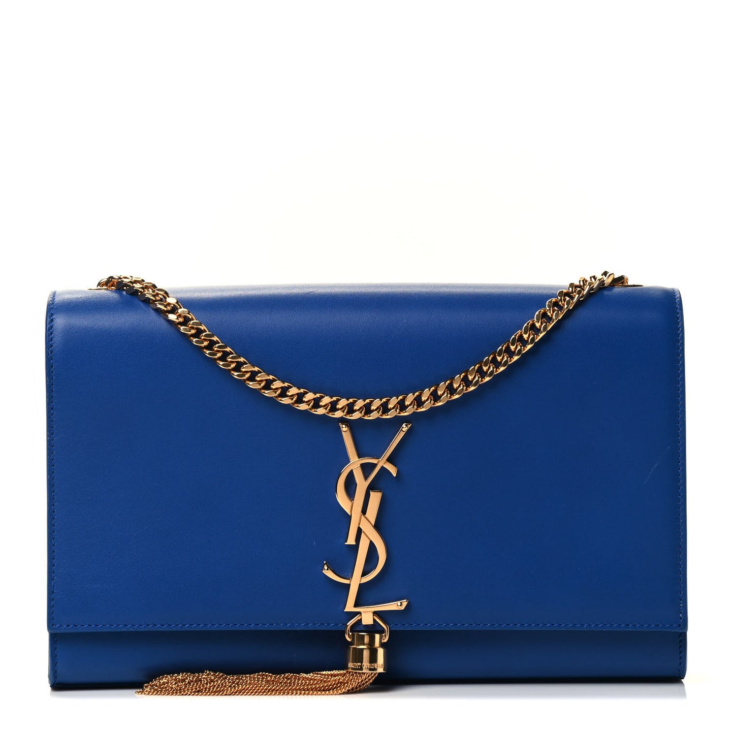 Smooth Calfskin Medium Classic Monogram Kate Tassel Satchel Royal Blue