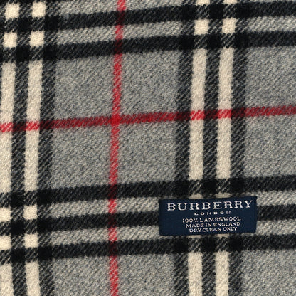 Burberry Lambswool House Check Fringe Scarf Grey 3 of 3