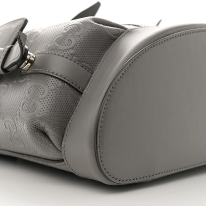 Gucci Calfskin GG Tennis Embossed Double Buckle Backpack Grey 8 of 13