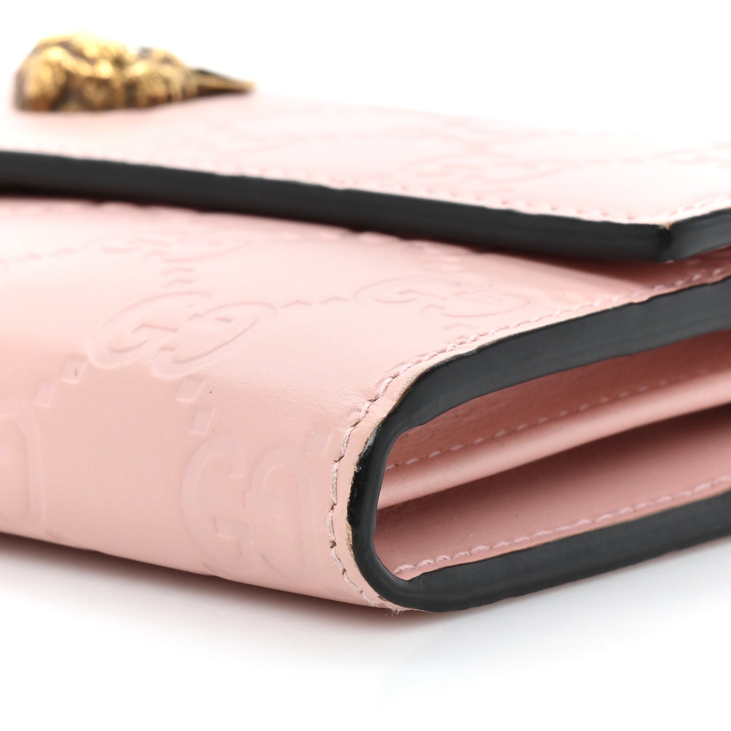 Guccissima Signature Crystal Cat Continental Flap Wallet Light Candy Pink