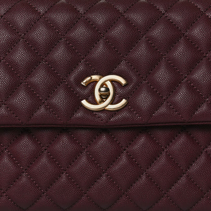 Chanel Caviar Lizard Quilted Medium Coco Handle Flap Burgundy 7 of 17
