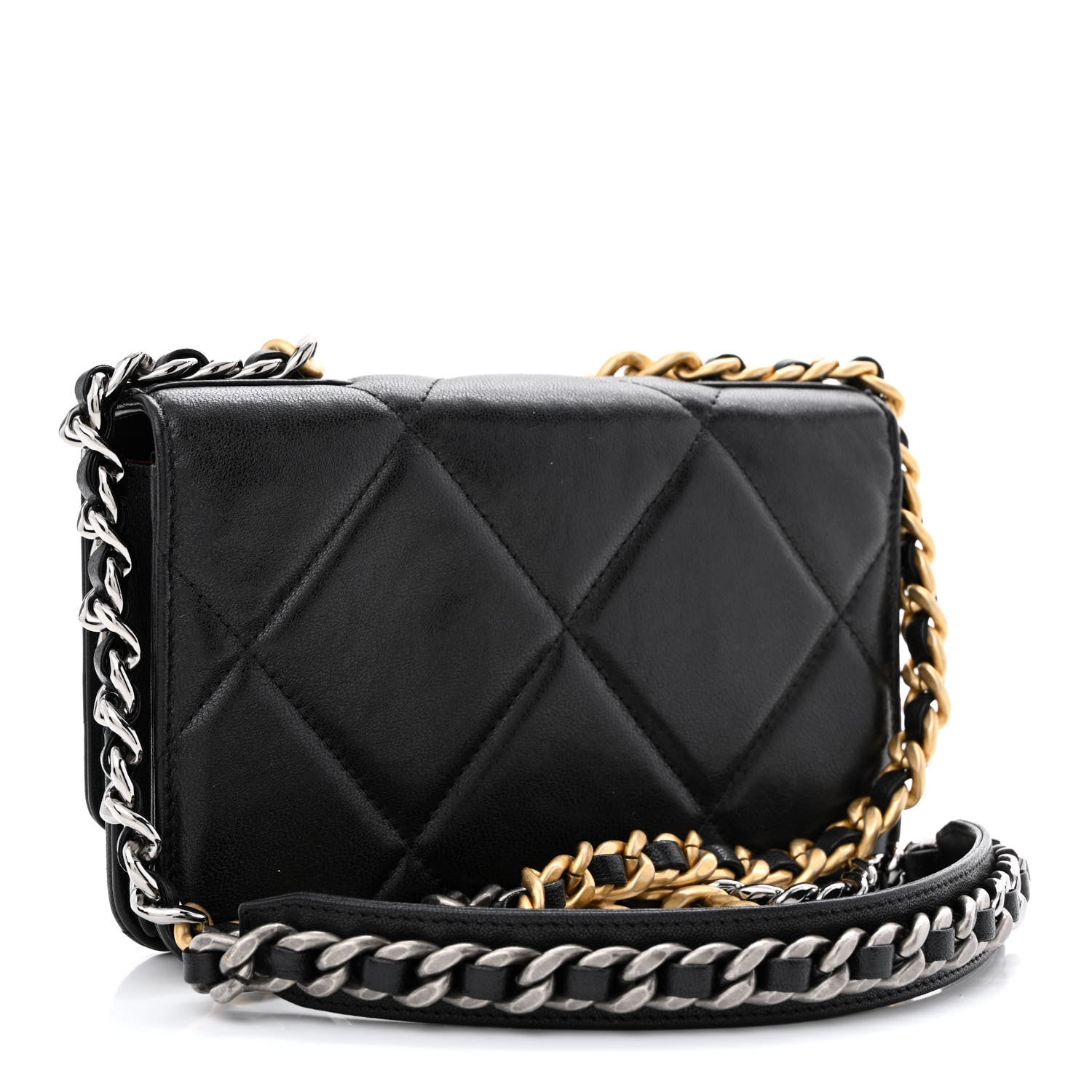 Chanel Goatskin Quilted Chanel 19 Wallet On Chain WOC Black 3 of 13