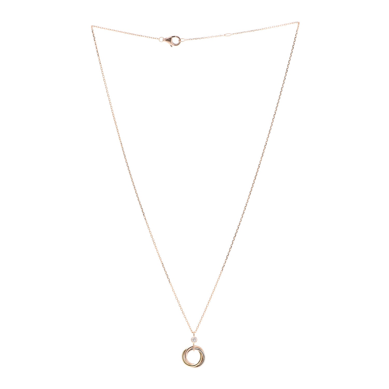 Cartier 18K Pink Yellow White Gold Diamond Trinity Pendant Necklace 3 of 5