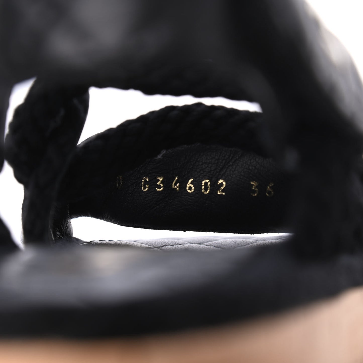 Cord Lambskin Quilted Logo Sandals 36 Black
