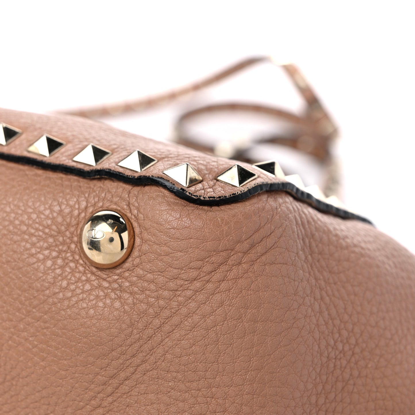 Grained Calfskin Small Rockstud Tote Skin Sorbet