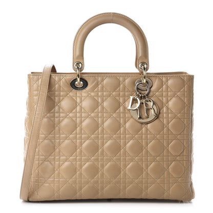 Christian Dior Lambskin Cannage Large Lady Dior Beige 1 of 10