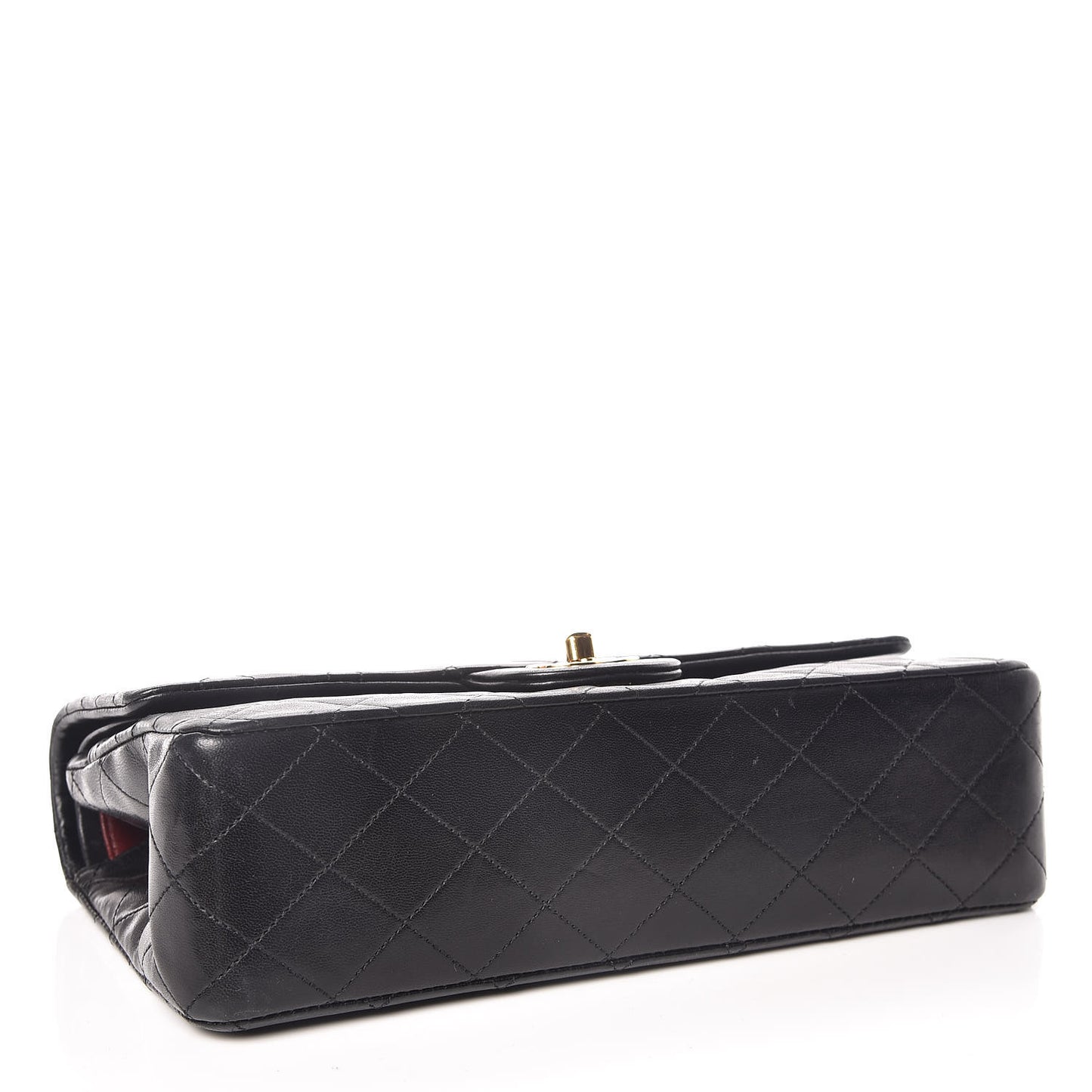 Lambskin Quilted Medium Double Flap Bag Black