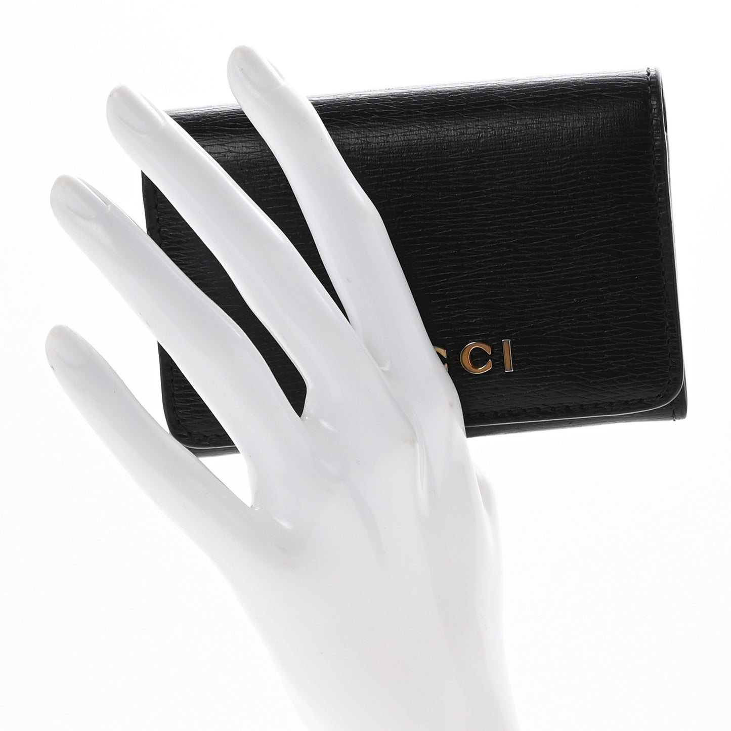 Azalea Calfskin Script Card Case Black