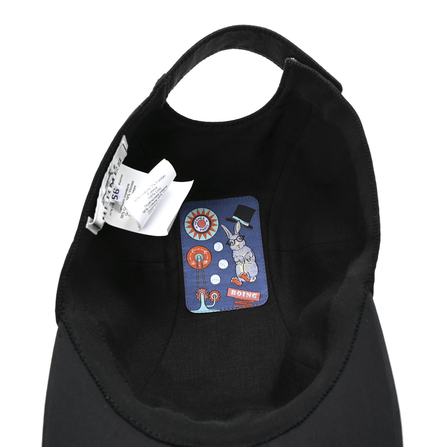 Hermes Cotton Miles H Circle Hat 56 Black 7 of 8