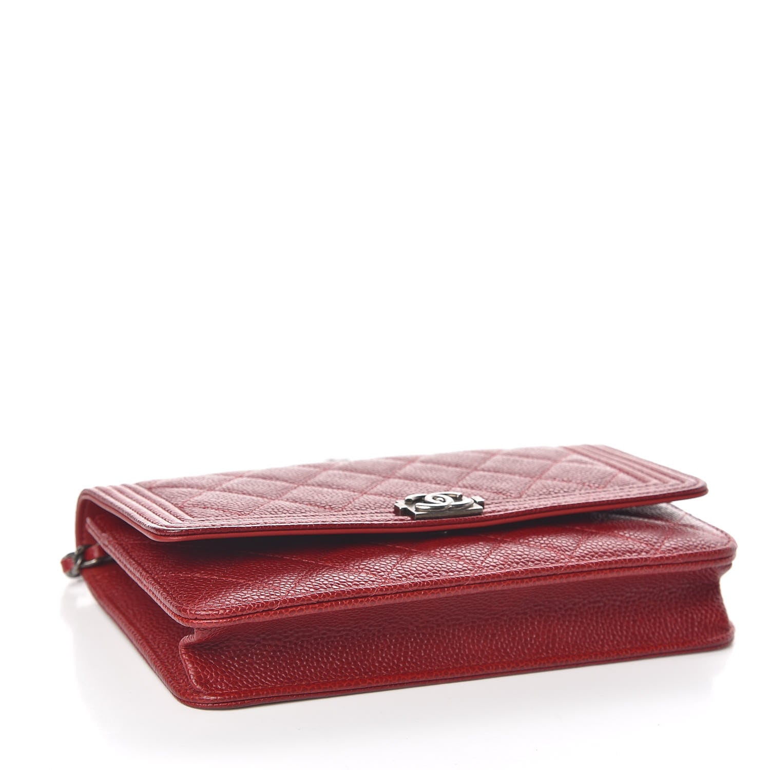 Chanel Caviar Quilted Boy Wallet On Chain WOC Red 4 of 13