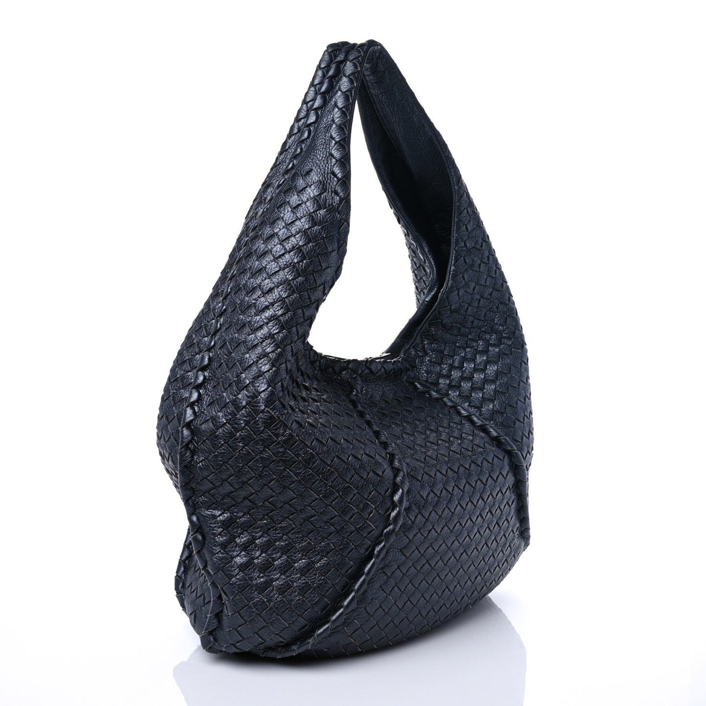 Cervo Intrecciato Large Simple Hobo Gunmetal