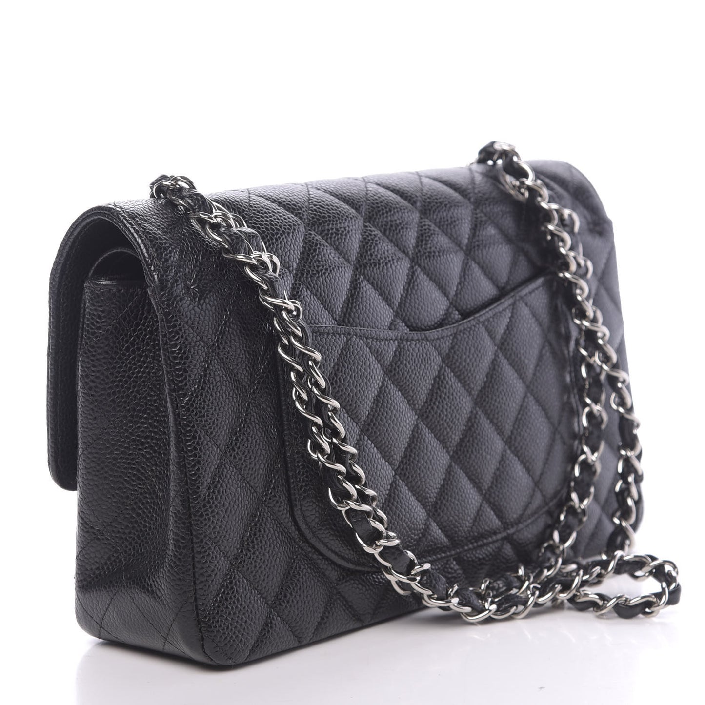 Caviar Quilted Medium Double Flap Black