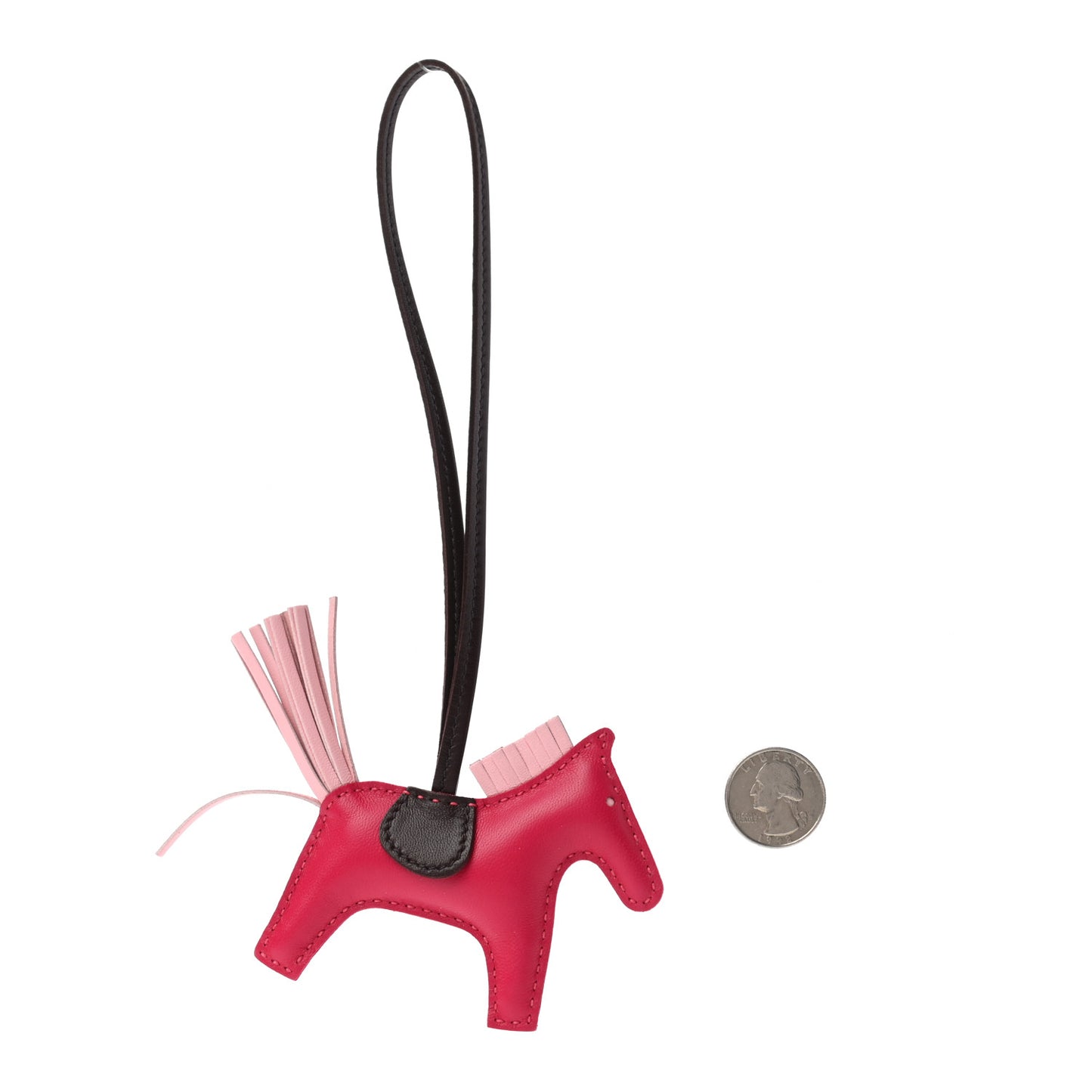 Milo Lambskin Grigri Rodeo Horse Bag Charm PM Rose Sakura Framboise Rouge Sellier