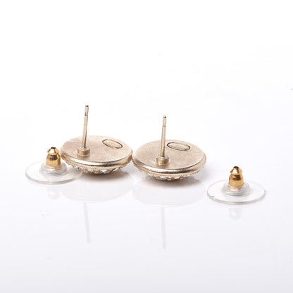 Chanel Crystal Enamel CC Round Earrings Gold 3 of 4