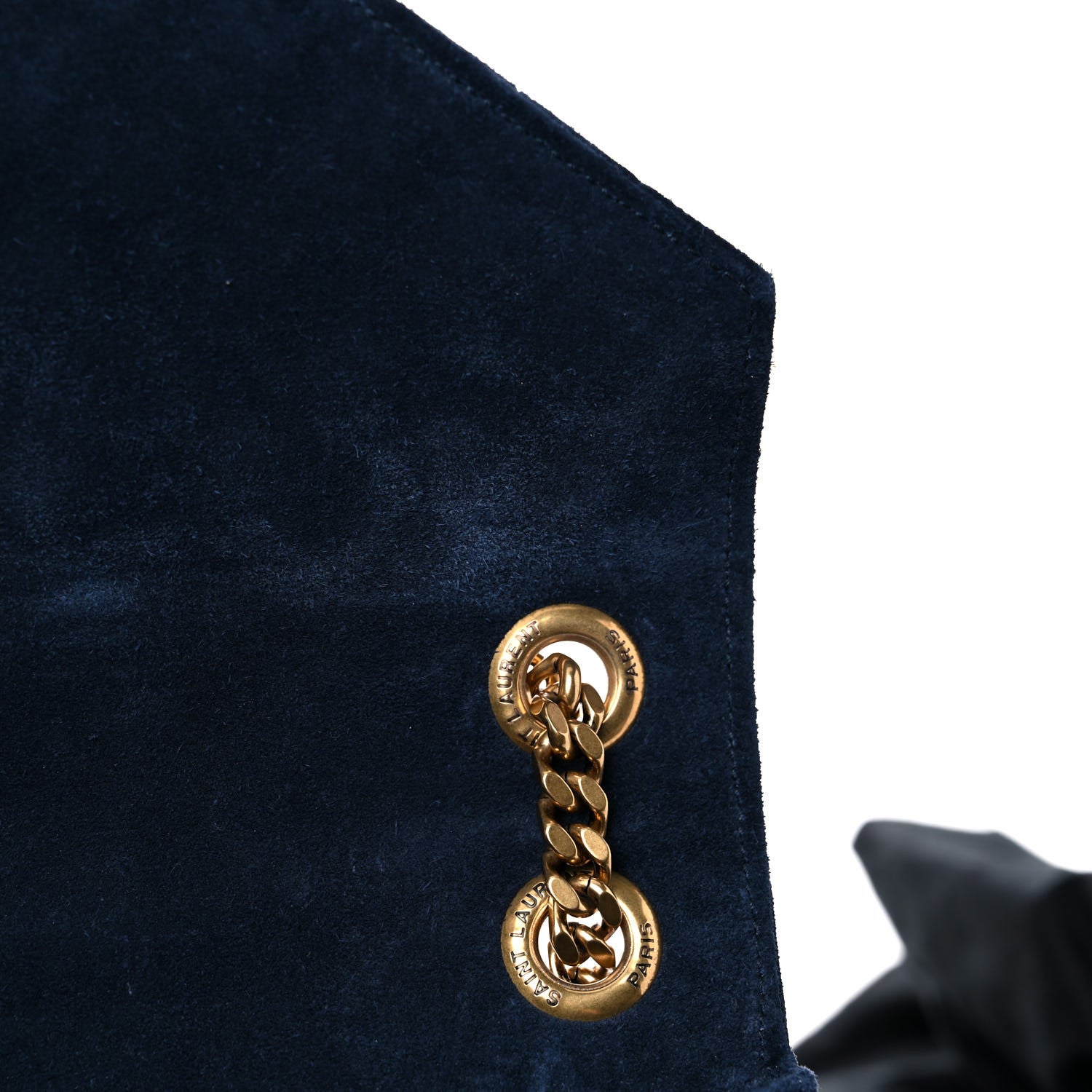 Saint Laurent Suede Mixed Matelasse Triquilt Large Monogram Envelope Satchel Navy Blue 15 of 17