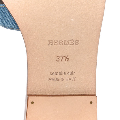 Hermes Denim Canvas Oran Sandals 37.5 Bleu Clair 7 of 10