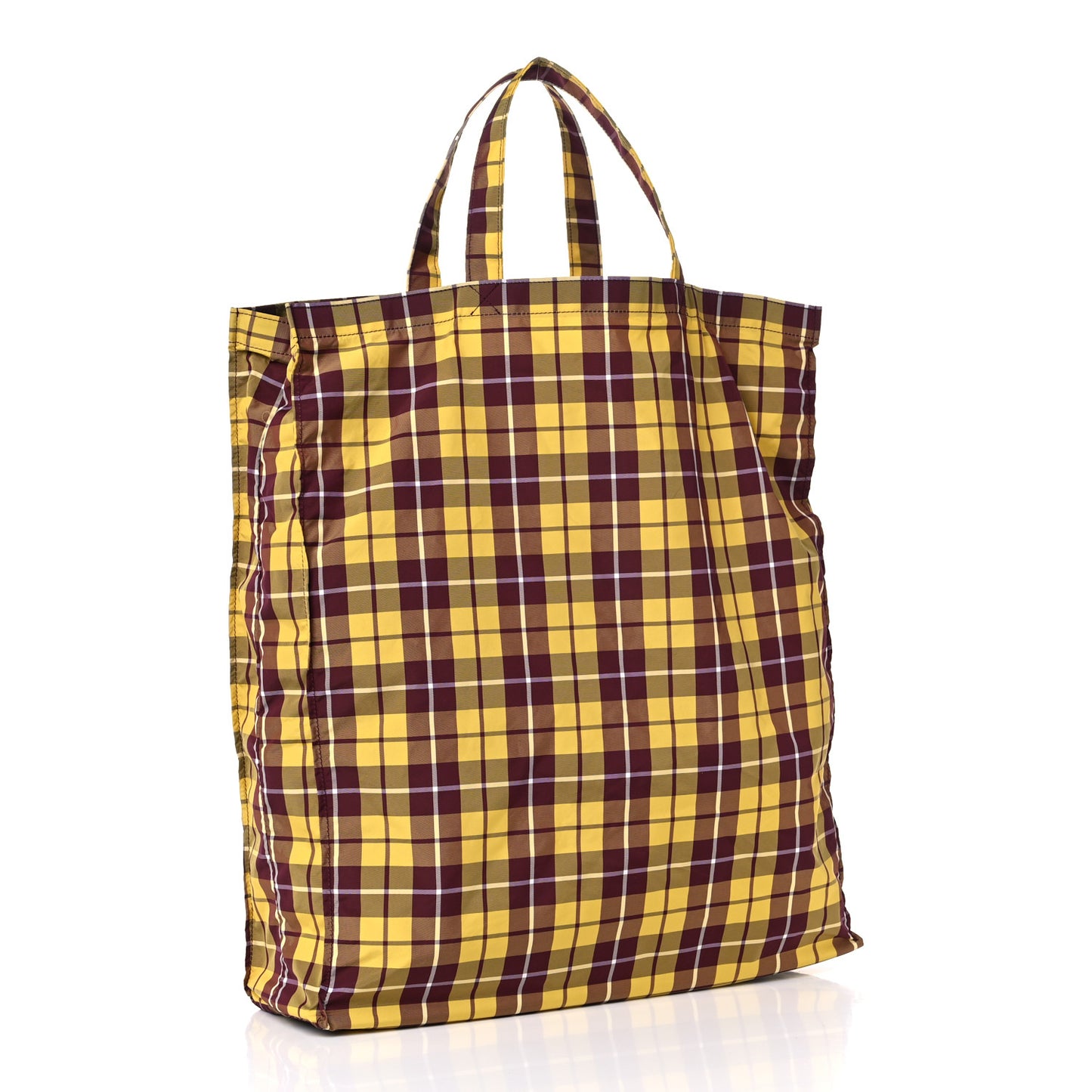 Nylon Checked Logo Vertical Tote Yellow