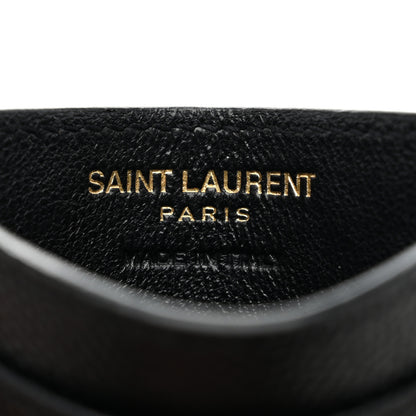 Saint Laurent Grain De Poudre Matelasse Chevron Monogram Credit Card Case Black 6 of 8