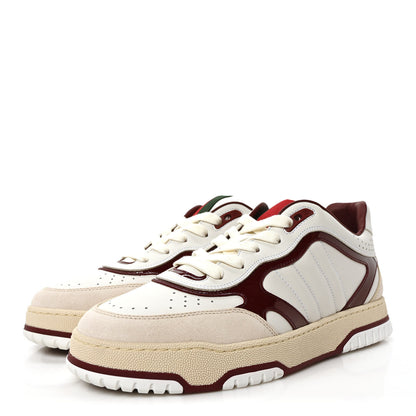 Gucci Calfskin Suede Mens Re-Web Sneakers 8 White Red 4 of 10