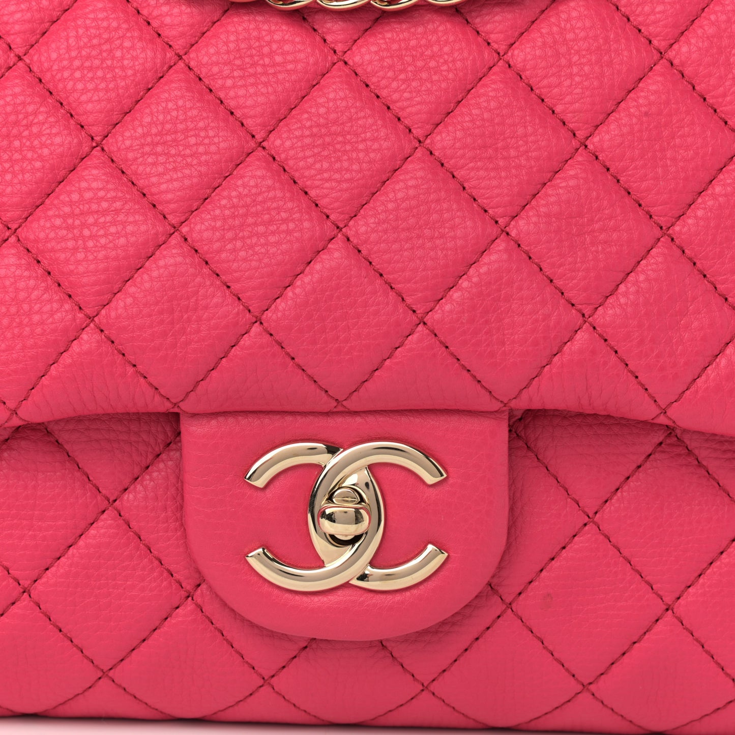 Calfskin Quilted XXL Travel Flap Bag Dark Pink