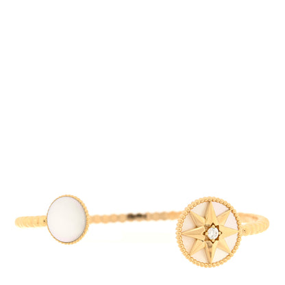 Christian Dior 18K Yellow Gold Diamond Mother of Pearl Rose Des Vents Cuff Bracelet 1 of 4