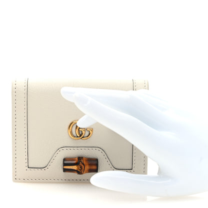 Gucci Wonka Grain Calfskin Diana Card Case Wallet Mystic White 2 of 5