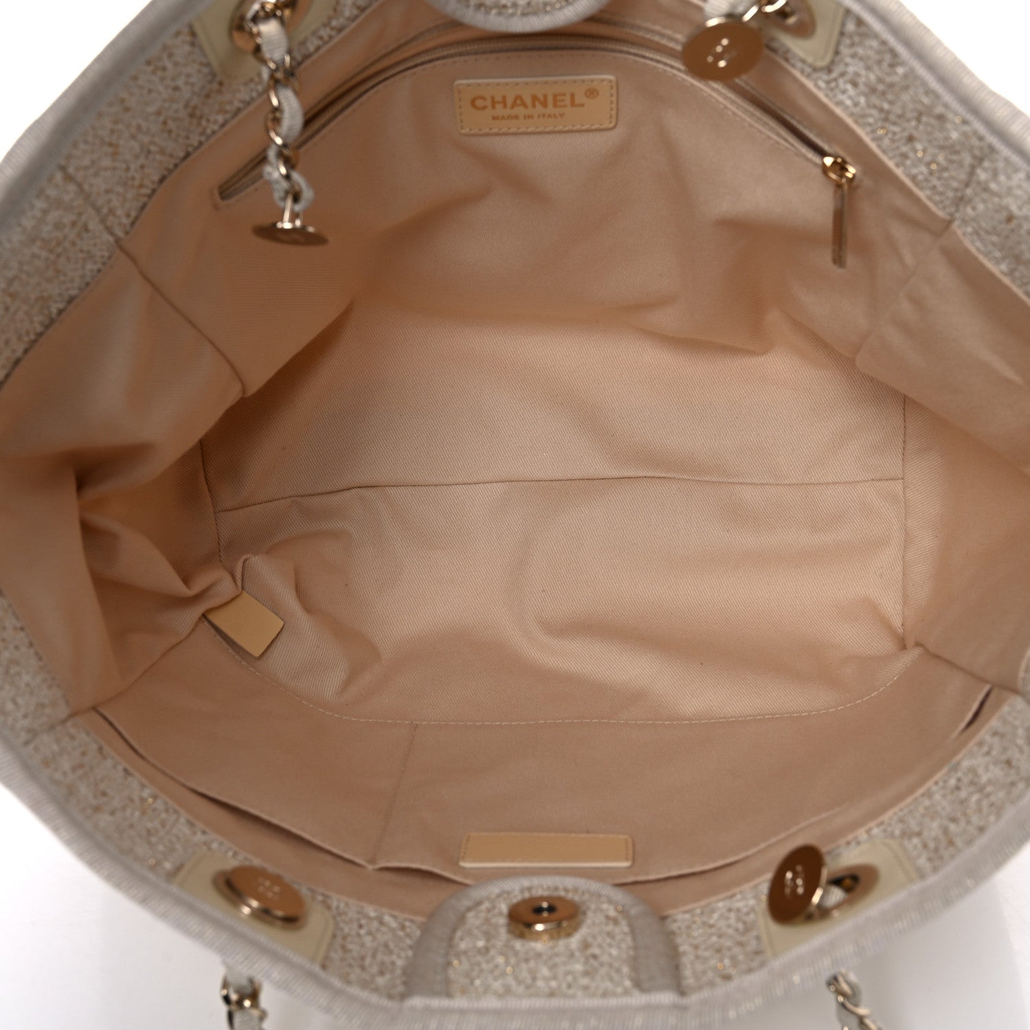 Chanel Lurex Boucle Small Deauville Tote Ivory 5 of 10