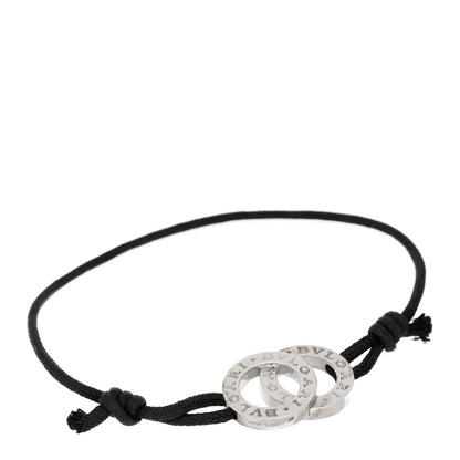 Bulgari Sterling Silver BVLGARI BVLGARI Interlocking Circles Adjustable Cord Bracelet Black 1 of 4