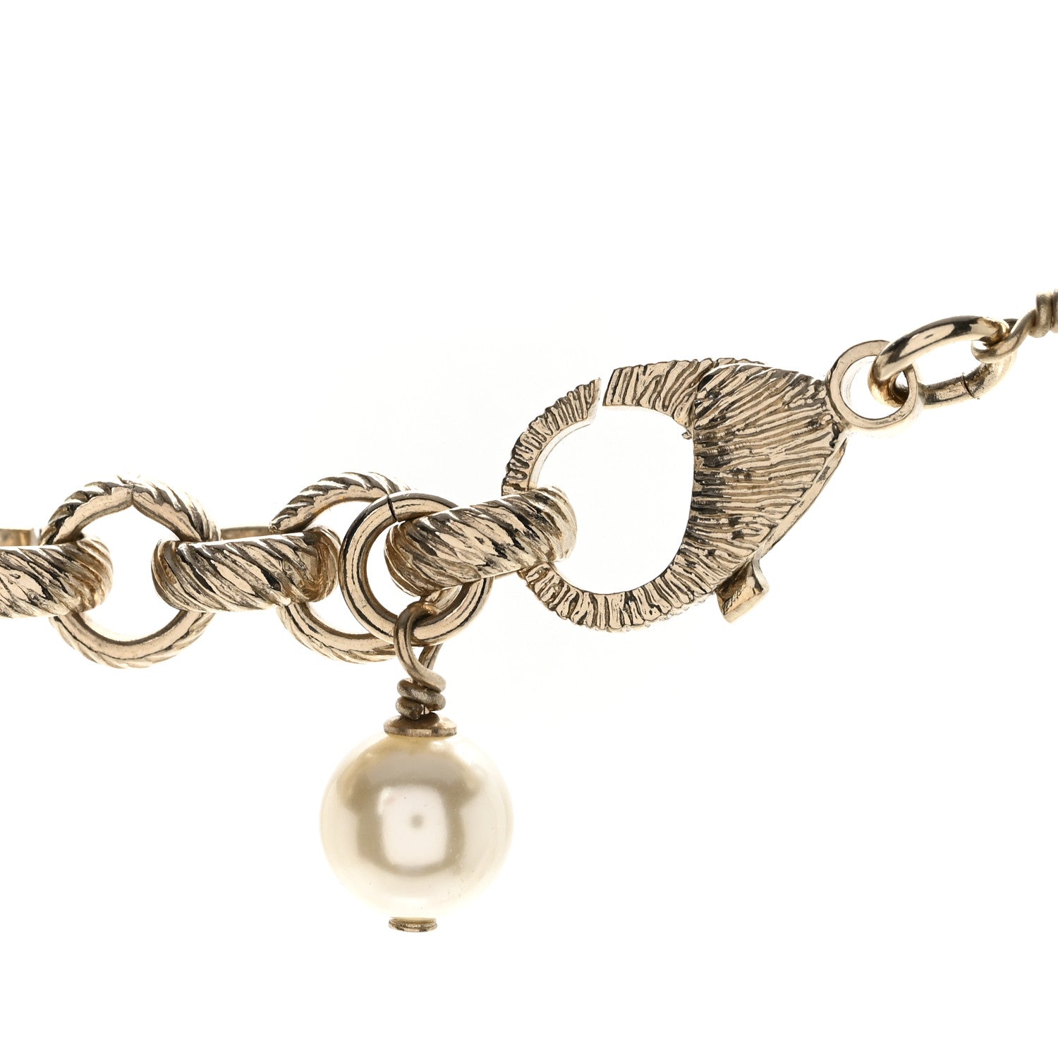 Chanel Pearl Crystal Cha-Nel Logo Necklace Gold 6 of 6