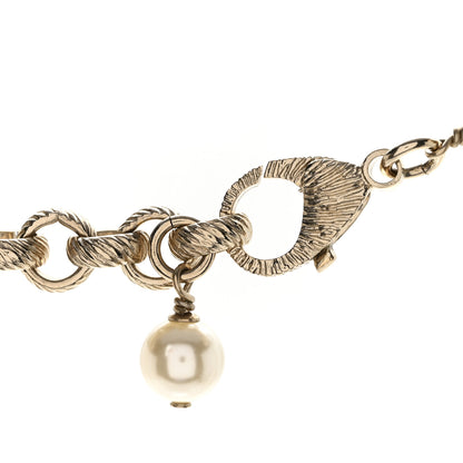 Chanel Pearl Crystal Cha-Nel Logo Necklace Gold 6 of 6