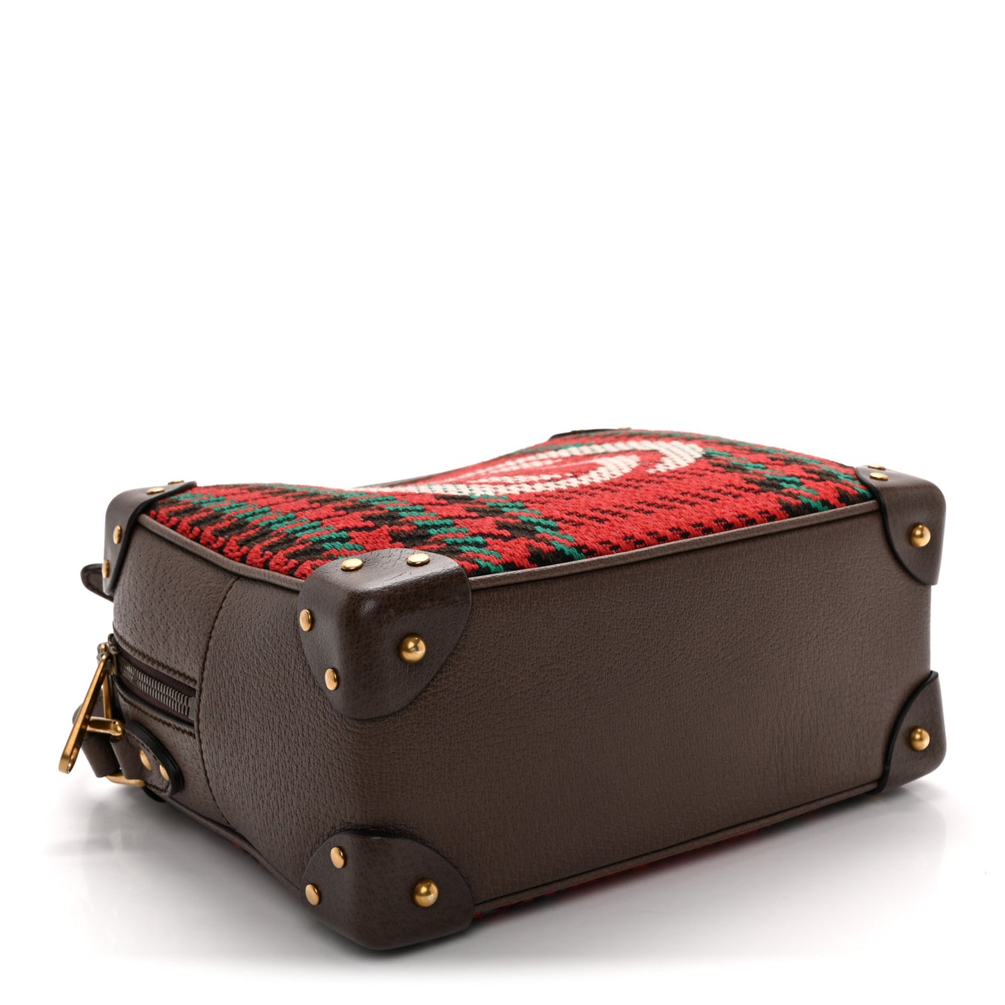 Cotton Wool Textured Calfskin Houndstooth Woven Square Messenger Bag Red Green Ivory Multicolor New Acero
